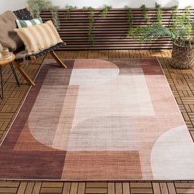 Tapis d'extérieur - Groovy Shapes Crème/Terracotta