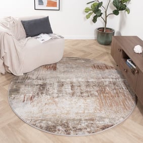 Sous-tapis antidérapant rond - Xavier Scratch Taupe/Rouge