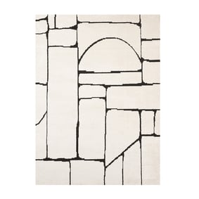 Tapis japandi - Yori Blocks Crème/Noir - sfeer