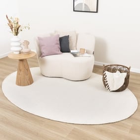 Tapis ovale en laine - Feline Blanc