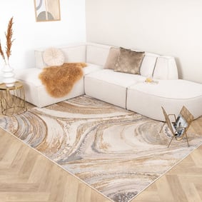 Tapis organique en laine - Leonore Noce Crème/Marron