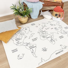 Tapis enfant - Globe Crème