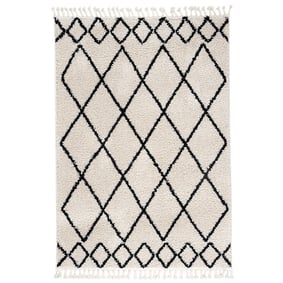 Tapis à poils longs - Grand Diamond Weave Crème/Noir - product