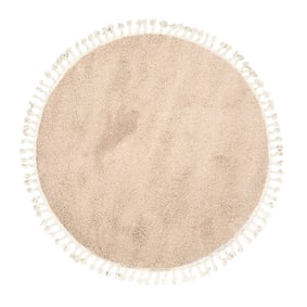Tapis rond à poils longs - Lofty Fringe Beige - product