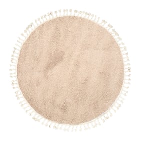 Tapis rond à poils longs - Lofty Fringe Beige - sfeer