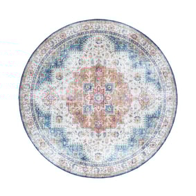 Tapis vintage rond - Azara Bleu Clair - product