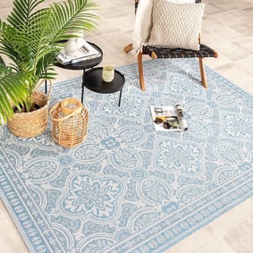 Tapis d'extérieur - Summer Oriental Bleu Clair
