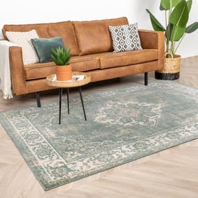 Tapis vintage - Spring Medaillon Vert/Crème