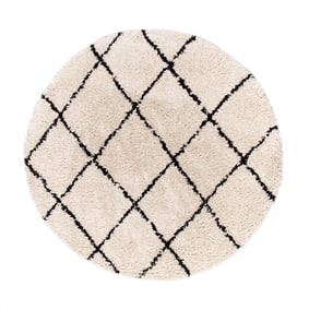 Tapis rond à poils longs - Grand Lines Crème/Noir - sfeer