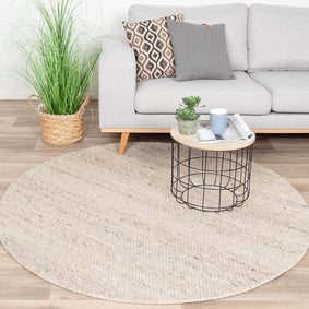 Tapis en laine rond - Feline Blanc/Mélangé 