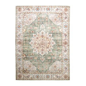 Tapis d'extérieur vintage - Médaillon Santo Vert Olive - sfeer