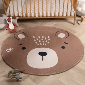 Tapis rond lavable pour enfant - Sammy Bear Marron