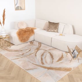 Tapis organique en laine - Leonore Cotto Crème/Marron