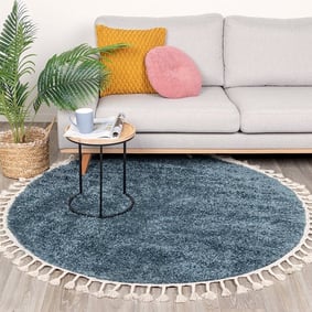 Tapis rond à poils longs - Lofty Fringe Bleu
