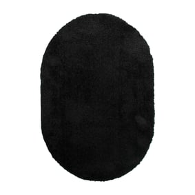 Tapis shaggy ovale - Blaze Noir - sfeer