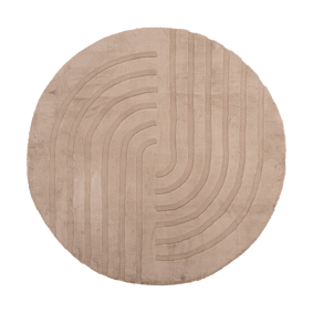 Tapis rond à poils longs - Carvy Curves Taupe - product