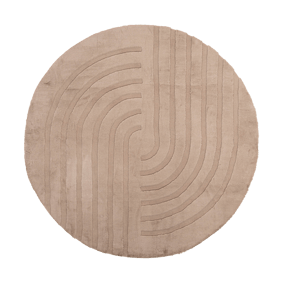 Tapis rond à poils longs - Carvy Curves Taupe - sfeer