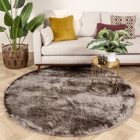 Tapis rond à poils longs - Glorious Argent/Gris