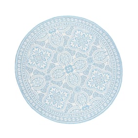 Tapis d'extérieur rond - Summer Oriental Bleu Clair - product