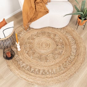 Tapis en jute - Fair Rond en rotin Naturel