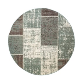 Tapis patchwork rond - Spring Vert/Gris - product