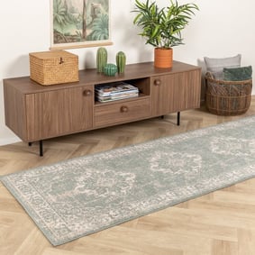 Tapis de jeu berbère - Spring Medaillon Vert/Crème