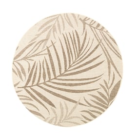 Tapis d'extérieur rond en jute - Nomad Leaves Crème - sfeer