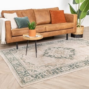 Tapis vintage - Spring Medaillon Crème/Vert
