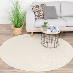 Tapis en laine rond - Feline Blanc