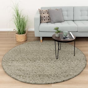 Tapis en laine rond - Feline Vert Olive/Mélangé