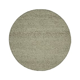 Tapis en laine rond - Feline Vert Olive/Mélangé - product