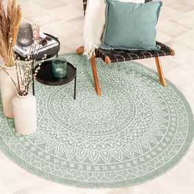 Tapis d'extérieur rond - Summer Azteca Vert