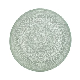 Tapis d'extérieur rond - Summer Azteca Vert - product