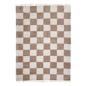 Tapis damier - Blox Fringe Beige - sfeer