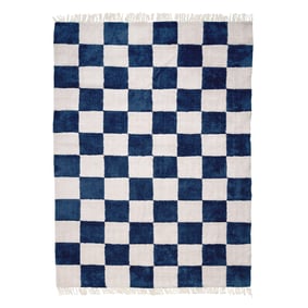 Tapis damier - Blox Fringe Bleu - sfeer