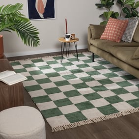Tapis damier - Blox Fringe Vert