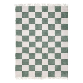 Tapis damier - Blox Fringe Vert - sfeer
