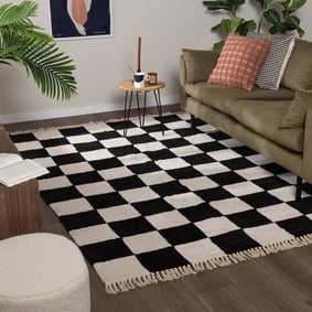 Tapis damier - Blox Fringe Noir