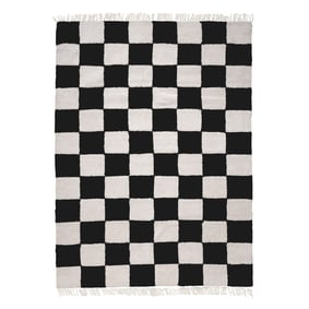 Tapis damier - Blox Fringe Noir - sfeer