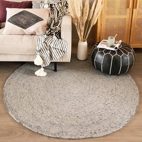 Tapis en laine rond - Wise Gris/Blanc