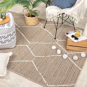 Tapis d'extérieur en jute - Fora Lines Naturel