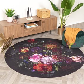 Tapis scandinave - Florine Noir/Rose
