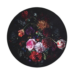 Tapis rond à fleur - Florine Noir/Rose - sfeer