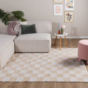 Tapis rétro - Gambit Crème/Blanc