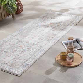 Tapis en laine lavable - Domingo Mandala Blanc