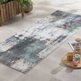 Tapis en laine lavable - Domingo Grunge Vert/Crème