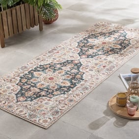 Tapis en laine lavable - Domingo Mandala Vert Foncé