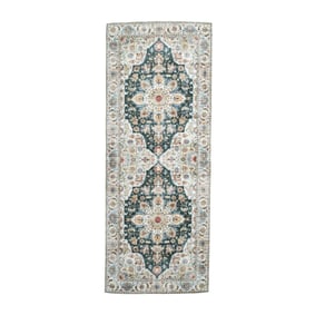 Tapis en laine lavable - Domingo Mandala Vert Foncé - product
