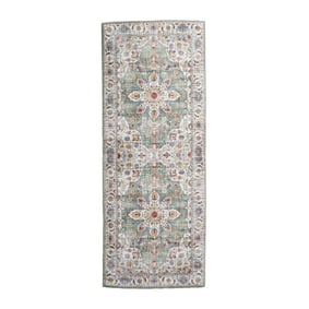 Tapis en laine lavable - Domingo Mandala Vert Olive - product
