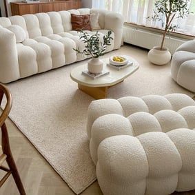 Tapis en laine lavable - Bruno Crème/Blanc